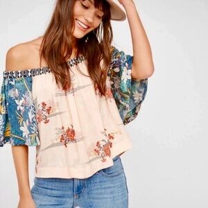 Free People Floral Off-Shoulder Blouse